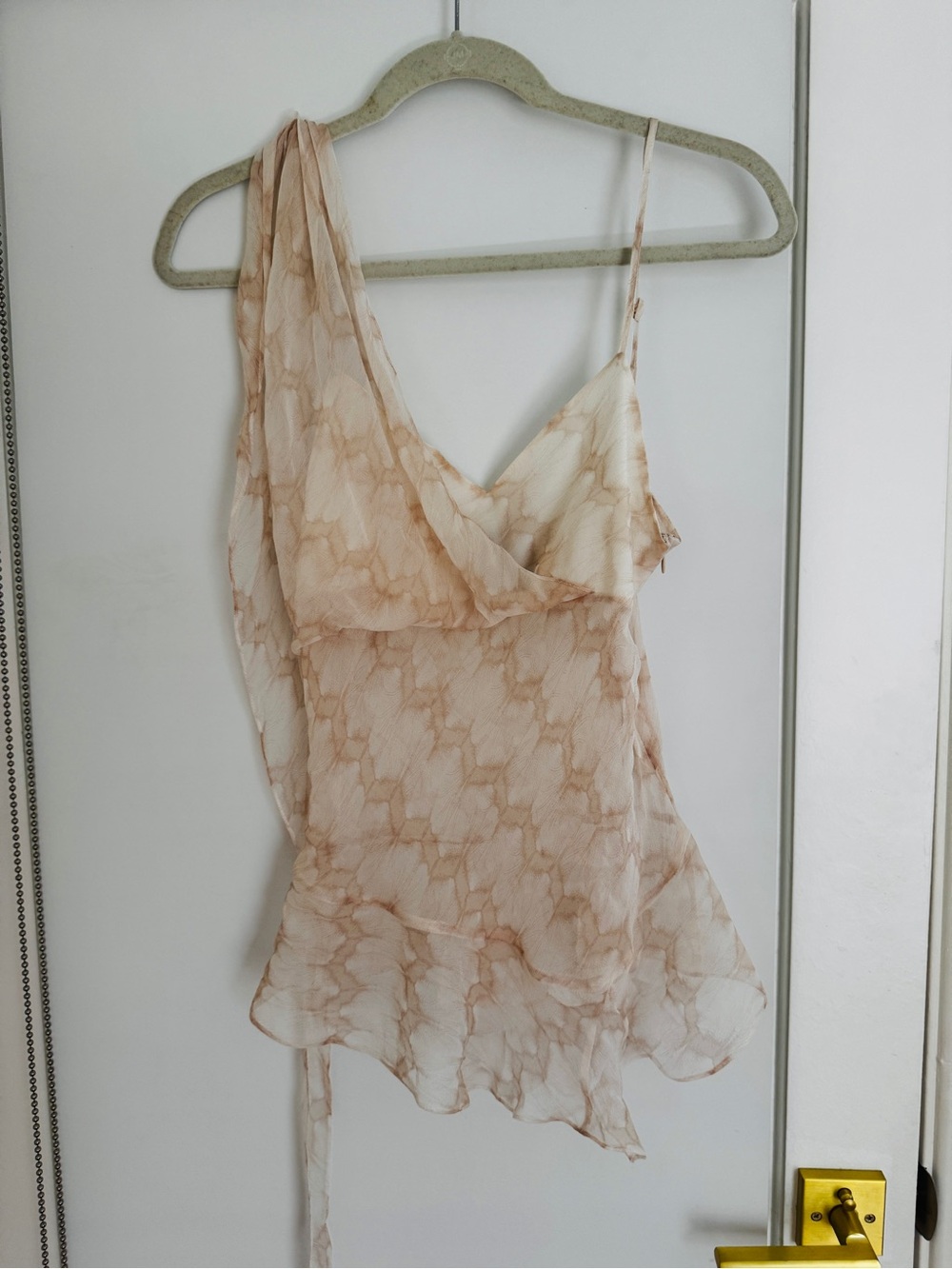 THOMAS WYLDE asymmetrical frill sheer silk cami top